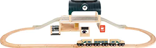 Small Foot 11235 Bahnhof mit Zubehör aus FSC-zertifiziertem Holz für E-Züge