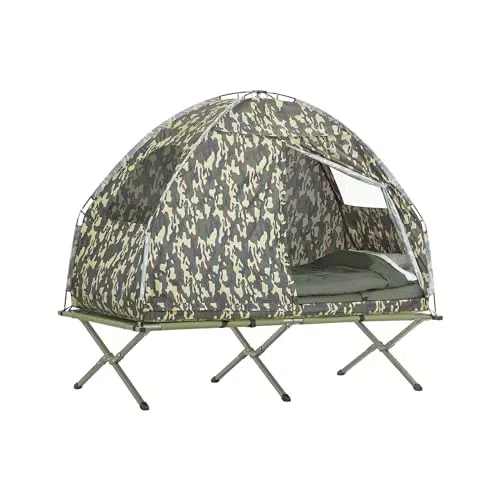 SoBuy Survival-Zelt Feldbett 4 in 1 Camping Set mit Schlafsack und Matratze