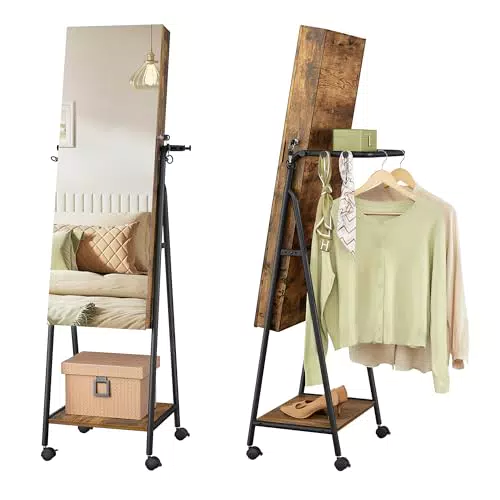 SONGMICS Schmuckschrank mit Spiegel, abschließbar und LED-Beleuchtung, JJC005X01