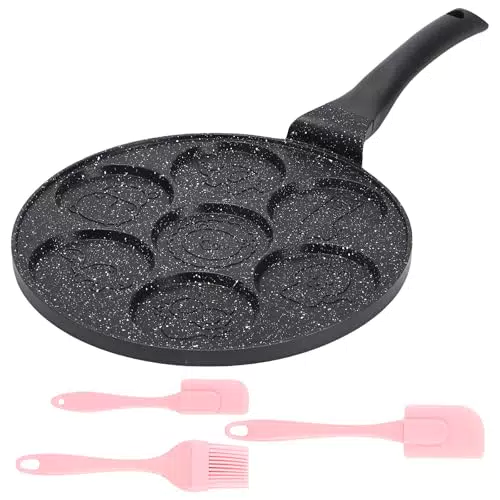 SPORWAY Pancake Pfanne Induktion mit 7 Löchern und Silikonschaber