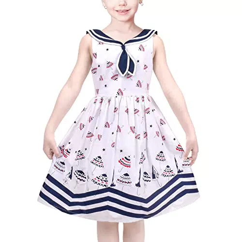 Sunny Fashion Mädchen Kleid Matrose Trägerkleid Ärmellos Schuluniform