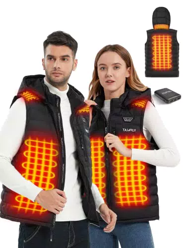 TAJARLY Beheizbare Weste für Herren und Damen mit 6 Heizzonen und QC 3.0 Akku
