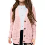 Tankaneo Mädchen Strickjacke mit Taschen und Knöpfen für Kinder