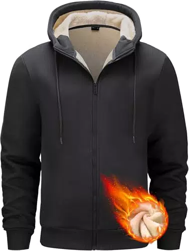 Tansozer Herren Winter Hoodie Gefütterte Sweatjacke mit Taschen