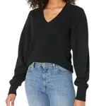 The Drop Edith Pullover mit V-Ausschnitt und plissierten Schultern