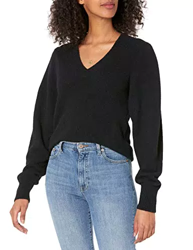 The Drop Edith Pullover mit V-Ausschnitt und plissierten Schultern
