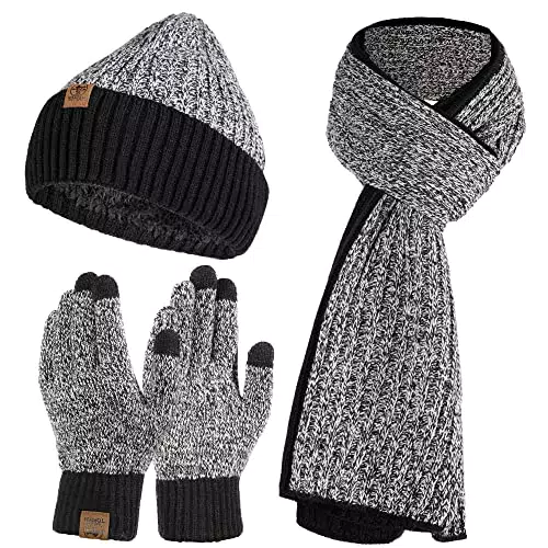 Tofern Mütze, Schal und Handschuhe Set für Damen und Herren im Winter