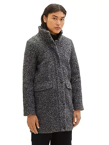 TOM TAILOR Denim Damen Boucle Mantel mit Stehkragen