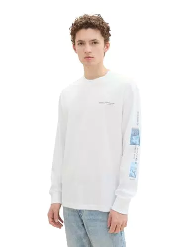 TOM TAILOR Denim Herren Relaxed Fit Longsleeve mit Print