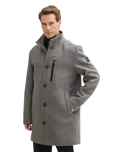 TOM TAILOR Herren Wollmantel mit Knopfleiste, Modell 1043708