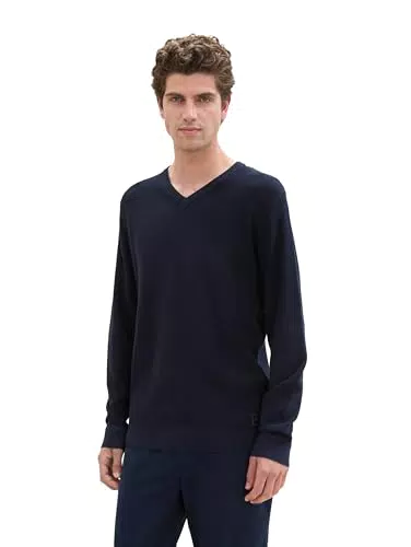 TOM TAILOR Herren Basic Strickpullover mit V-Ausschnitt, Modell 1044444