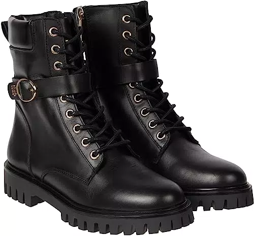 Tommy Hilfiger Damen Low Boot Stiefel Buckle Lace Up Stiefeletten