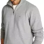 Tommy Hilfiger Herren Sweatshirt mit Reißverschluss 1/4 Zip Troyer Kragen