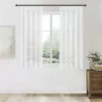 Topfinel Schwarze Gardinen mit Kräuselband 215 cm Lang Vorhänge Wohnzimmer für Schiene Kurz Gardine 140 cm Breit Halbtransparent Vorhang Voile Curtains