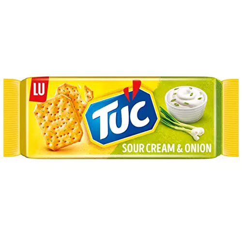 TUC Sour Cream & Onion Snack-Cracker mit feinem Salzgeschmack