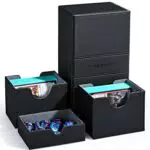 UAONO Deck Box für MTG und Yu-Gi-Oh! Karten mit 3 Tray und Würfelbrett