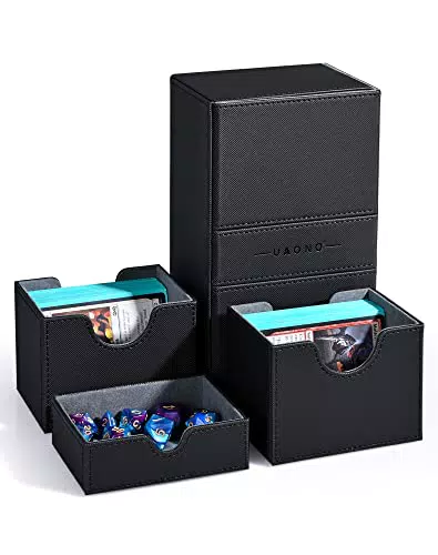 UAONO Deck Box für MTG und Yu-Gi-Oh! Karten mit 3 Tray und Würfelbrett