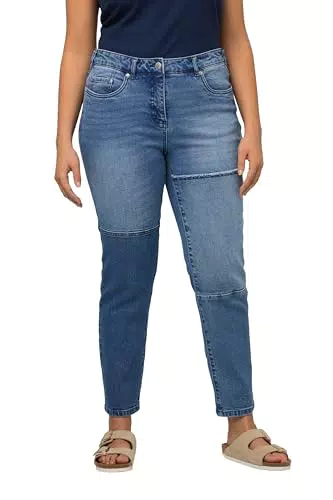 Ulla Popken Damen Denim Patch Jeans
