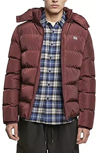 Urban Classics Herren Daunenjacke mit abnehmbarer Kapuze - Winterjacke mit Steppmuster