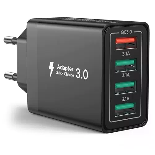 Samsung USB Ladegerät 33W, 4 Ports QC 3.0 Schnellladeadapter für Smartphones