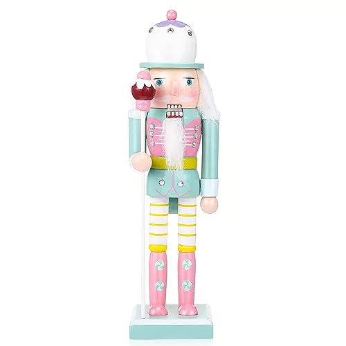 VALICLUD Weihnachtsdekoration Nussknacker Figur 25 cm Pastell Weihnachtsfigur