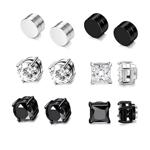 VARKAGE Magnetische Ohrringe für Damen und Herren aus Edelstahl mit Zirkonia