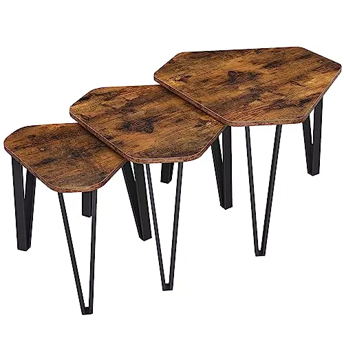 VASAGLE Beistelltisch LNT14BX – Couchtisch im Industrie-Design mit Metallbeinen