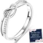VEEDOFA Silberring Liebes-Knoten Versprechensring mit Zirkonia für Frauen