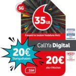Vodafone CallYa Digital Prepaid 35 GB | 5G-Netz | Telefon- und SMS-Flat | EU-Roaming