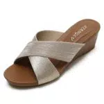 Vorgelen Damen Sandalen Sommer Elegant Keilsandalen Cross Strap Peeptoe