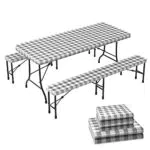 VOUNOT Elastische rechteckige Gartentischdecke – abwaschbar und wetterfest