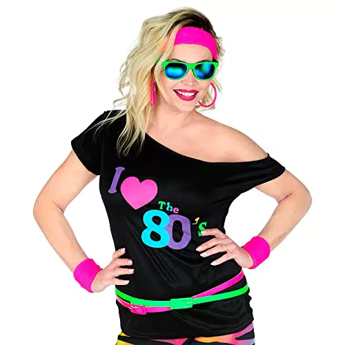 W WIDMANN MILANO T-Shirt 80er Jahre - ärmelloses Shirt für Mottoparty und Karneval