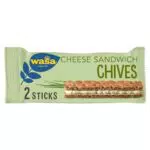 Wasa Sandwich Cheese & Chives 24x37g, Ballaststoffreicher Sandwich-Knäckebrot-Snack aus Roggenvollkorn mit einer Schnittlauch-Käse-Füllung