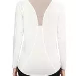 Wayleb Damen Langarm Sport T-Shirt V-Ausschnitt mit Mesh-Rücken für Fitness und Yoga