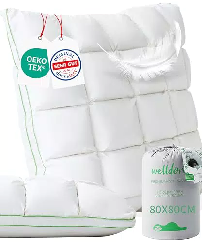 Welldora Premium Kopfkissen – 100% Daunenfasern, Ergonomie & Komfort