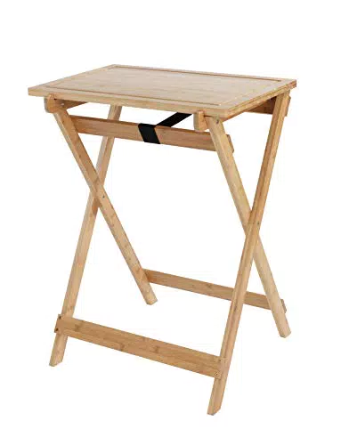 WENKO Klapptisch Lugo – Beistelltisch mit abnehmbarem Tablett, klappbar aus Bambus