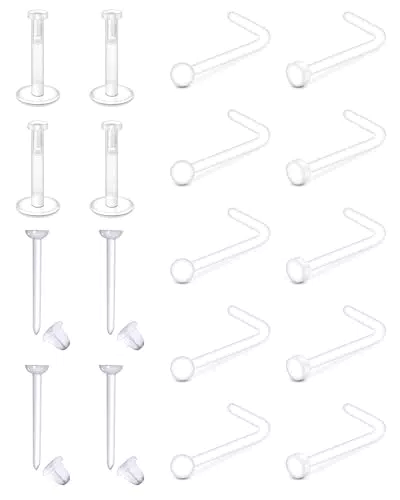 WillTen Klare Nasenbolzen und Nasenpiercing – Kunststoff Piercing Schmuck