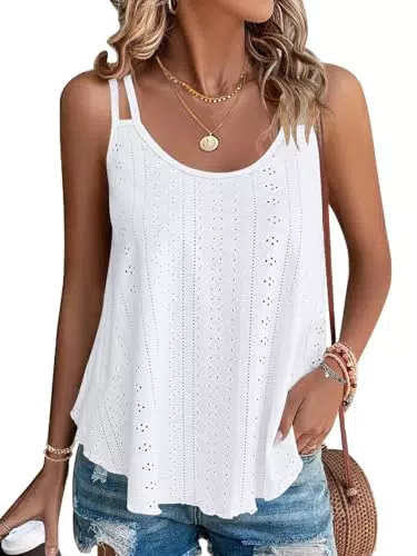 WNEEDU Damen Spaghetti Cami Tank Tops Ärmellose Blusen Oberteile