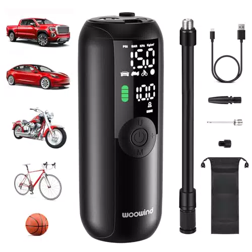 Woowind LP1 Akku Kompressor – Elektrische Pumpe für Fahrrad, Auto und Motorrad