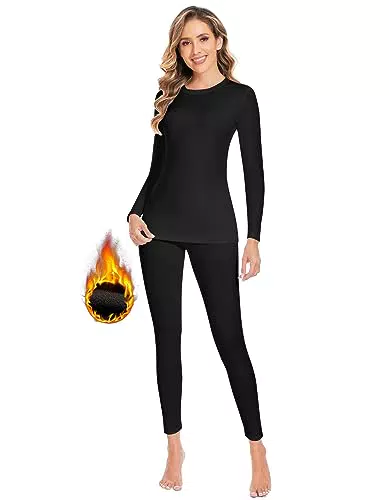 YADIFEN Damen Thermounterwäsche Set - Atmungsaktive Winterunterwäsche für Sport