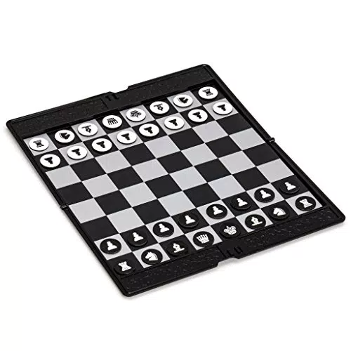 Yellow Mountain Imports Klappbares Magnetisches Taschen-Schach-Set - Tragbar für Reisen