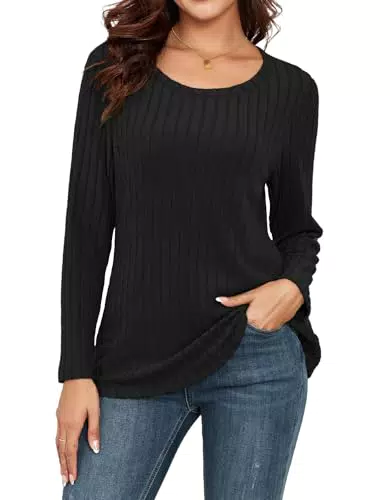 YGJIEGENG Pullover Damen Rundhals Langarmshirt Sweatshirt Elegant Casual