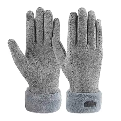 ZASFOU Damen Winterhandschuhe mit Thermo-Fleecefutter und Touchscreen-Funktion