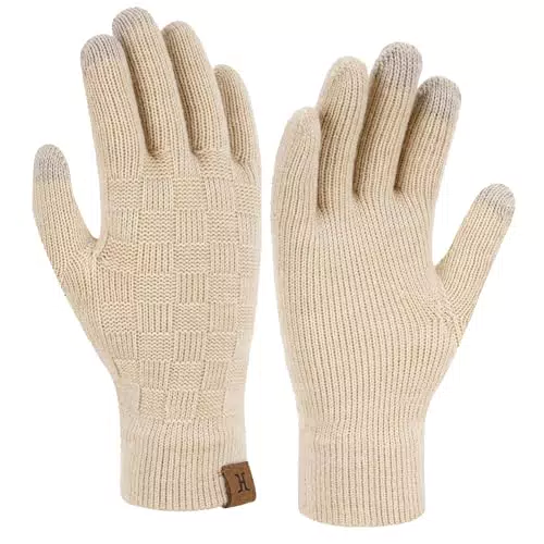 ZASFOU Damen Winterhandschuhe Touchscreen - Warme Strickhandschuhe für kaltes Wetter