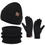 ZASFOU Herren Winter Beanie und Schal Set mit Touchscreen Handschuhen