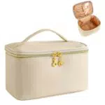 ZIOSINM Kosmetiktasche Damen – Make-Up Organizer mit Bürstenfach aus PU Leder