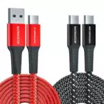 100W PD3.0 USB C Kabel Schnellladekabel + 3.1A USB A auf USB C Schnellladekabel Nylon Geflochten Ladekabel für iPhone 16 15 Samsung Galaxy S23 iPad Pro MacBook Air Tablets usw