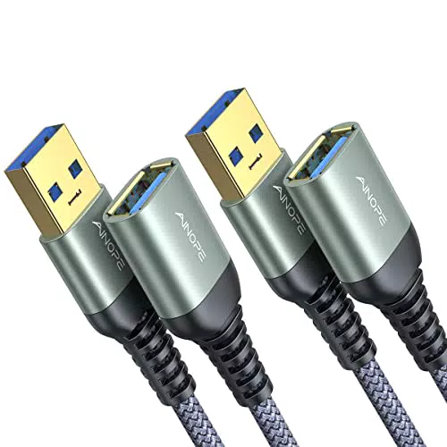 2 Stück 2M+2M USB Verlängerung Kabel AINOPE USB 3.0 Verlängerungskabel A Stecker auf A Buchse mit eleganten Alluminiumsteckern