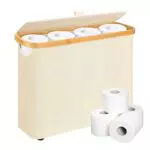 28L Toilettenpapier Aufbewahrung Korb mit Deckel, Bambus Toilet Paper Organizer