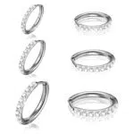 3 Paar kleine Creolen Ohrringe Silber für Damen Herren Ohrstecker Runde Knorpel Ohrpiercing Hoop Ring Body Piercing Helix Ohrringe Chirurgenstahl Creolen Tragus Daith Ohrringe Bar Piercing